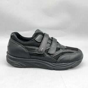 SAS Womens 6M TMV EZ Strap Sneaker Mesh Black Leather Walking Shoes Hook Loop